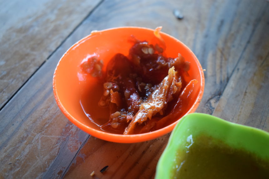 pot of sambal bawang served with bebek bakar at Warung Makan Cak Koting 