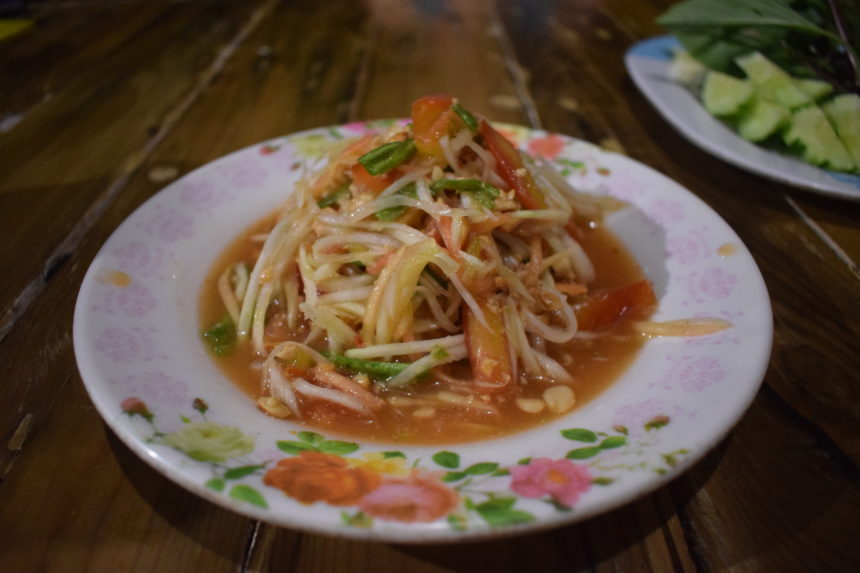 som tam served at bad Dow restaurant, Kuraburi