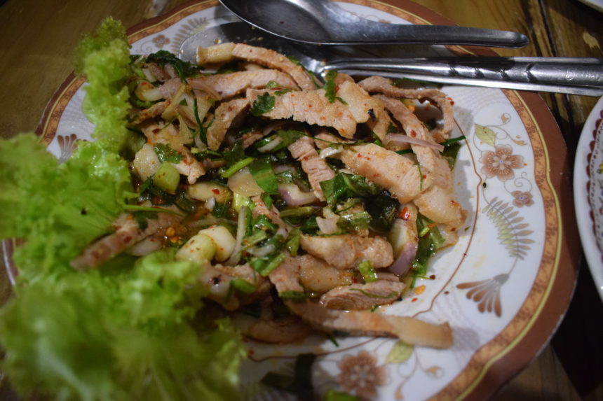 nam tok moo (pork waterfall salad) served at Ba Dow restaurant