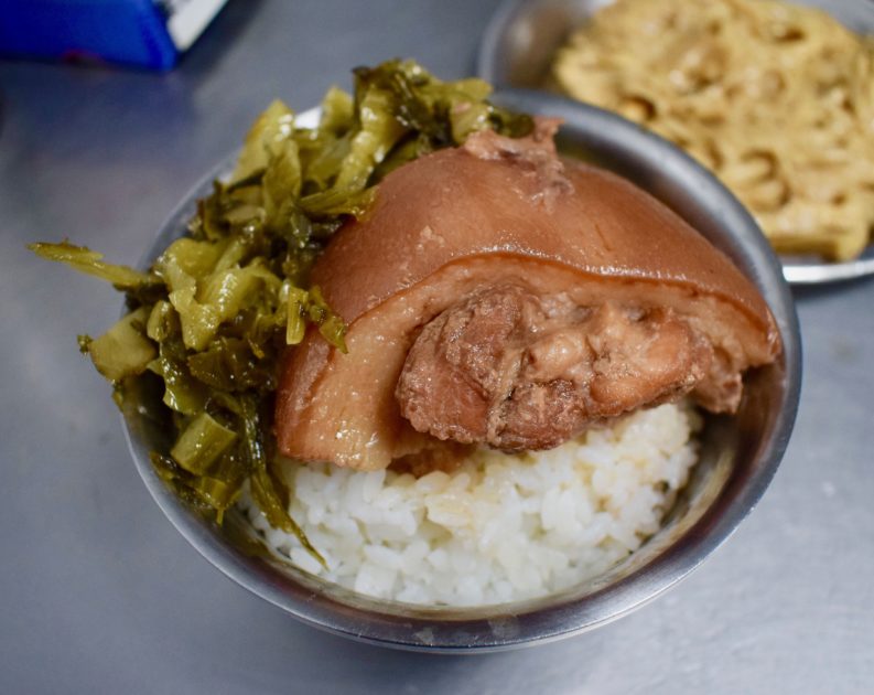 Bowl of braised pork and rice for breakfast in taichung