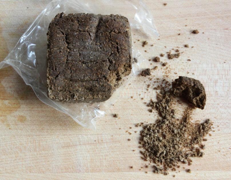 Malaysian shrimp paste (belacan) crumbled in bag which can be used instead of terasi (Indonesian shrimp paste)