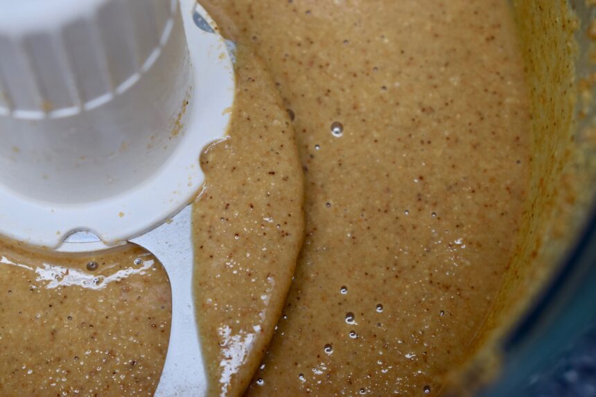 Using a food processor to grind sesame seeds whilst making Chinese sesame paste